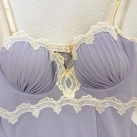 California Dynasty Babydoll Lingerie Set M Scalloped POWDER BLUE Padded Push-up - Picture 14 of 16